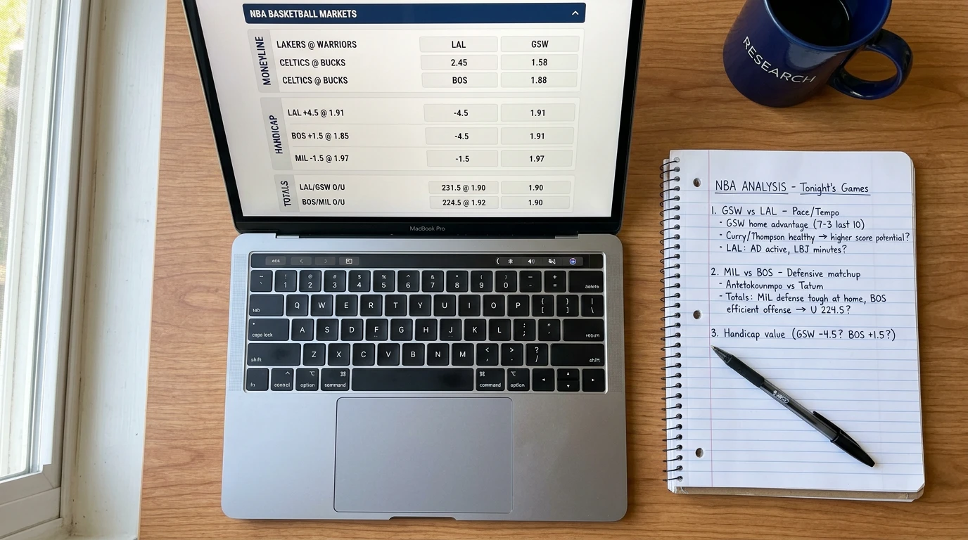 Diferentes mercados de apuestas en un partido de baloncesto NBA